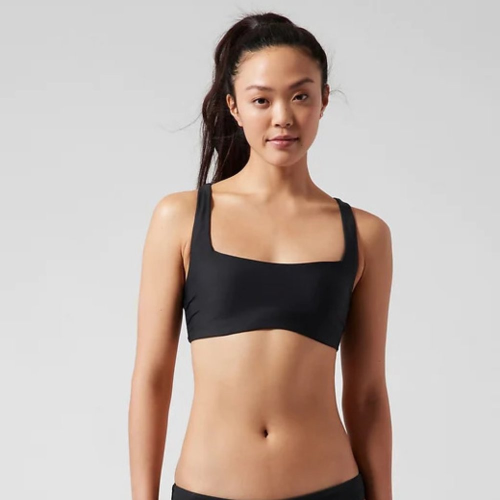 Athleta Square Neck Bra Cup Bikini Top size 34B/C Black